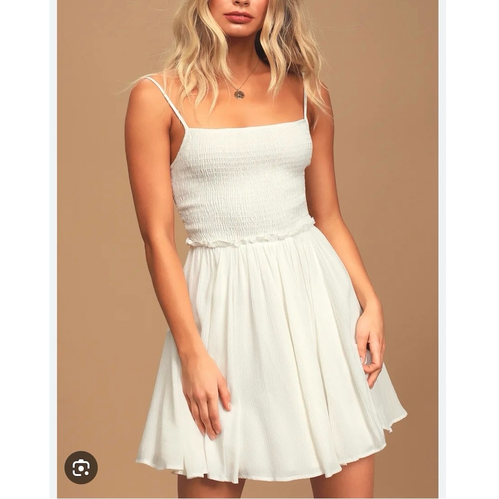 Lulu's White Smocked Mini Dress